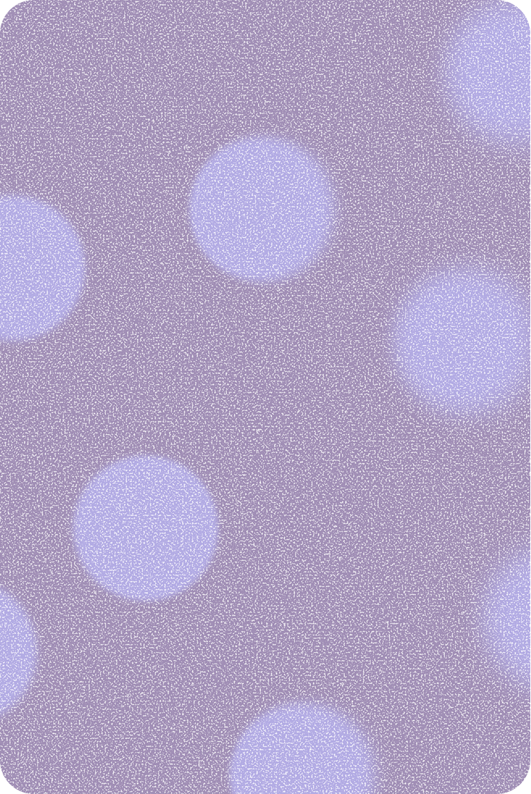 Light purple polka dots on a plum background, overlayed with a noise texture.